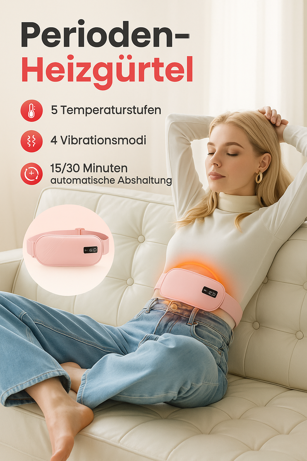 LunaRelax – Dein kabelloser Menstruationsmassagegürtel - Sag tschüss zu Menstruationsschmerzen – entdecke LunaRelax!